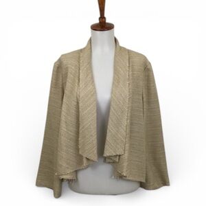 Kay Unger‎ Cardigan Draped Open Placket Raw Trim